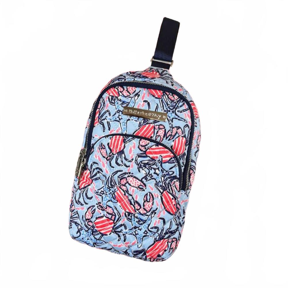NEW KATHERINE WAY women's quilted sling backpack in 1005 crabtown usa